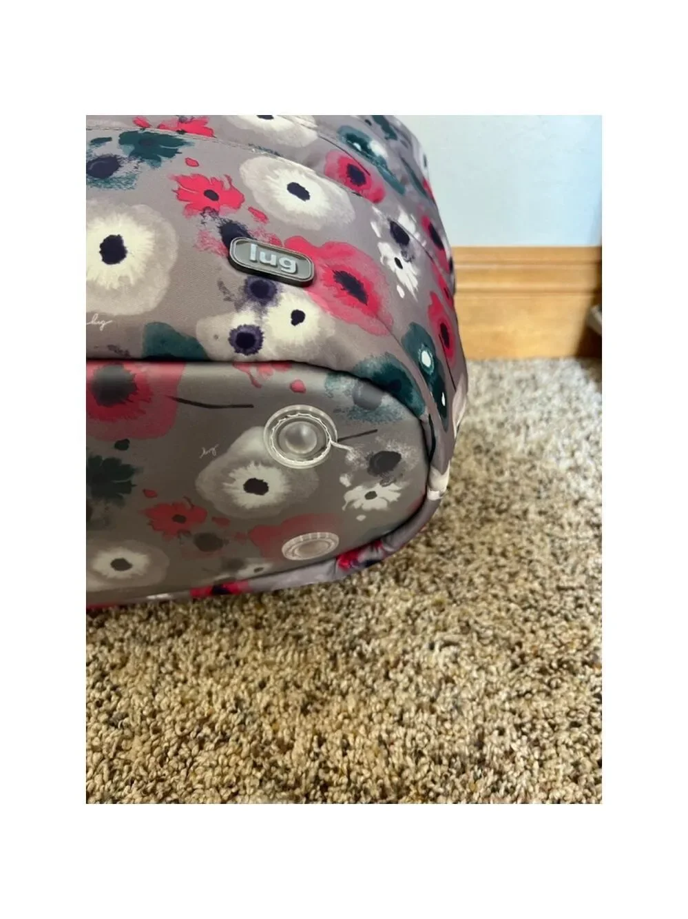 Women's Lug One Size Grey Pink Floral Puffer Hobo Bag